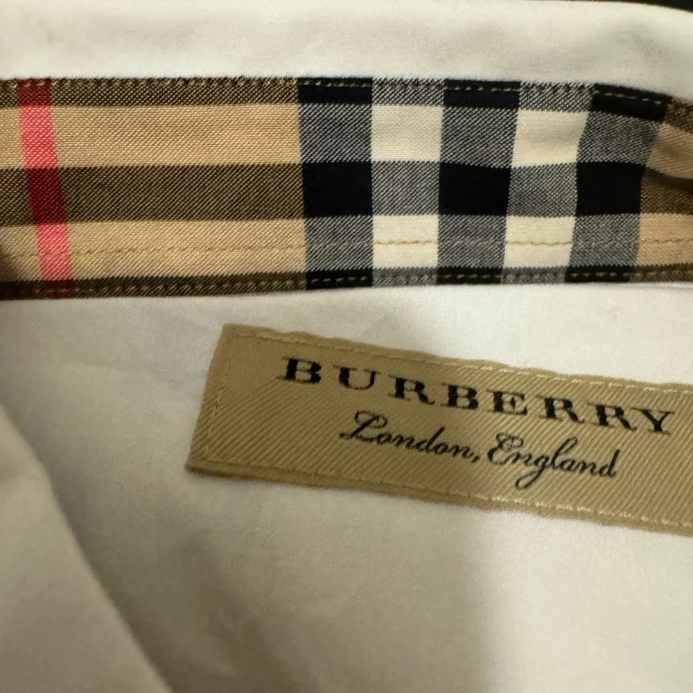 Burberry Mens White Check Dress Shirt - Picture 5 of 7